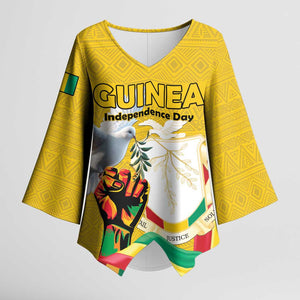 Personalized Guinea Independence Day Kimono Sleeve Blouse Coat Of Arms With African Pattern