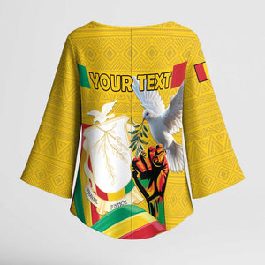 Personalized Guinea Independence Day Kimono Sleeve Blouse Coat Of Arms With African Pattern