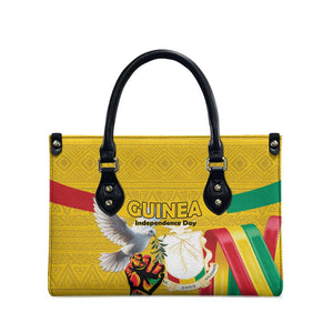 Guinea Independence Day Leather Bag Coat Of Arms With African Pattern