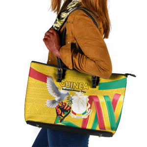 Guinea Leather Tote Bag Happy Independence Day - African Pride