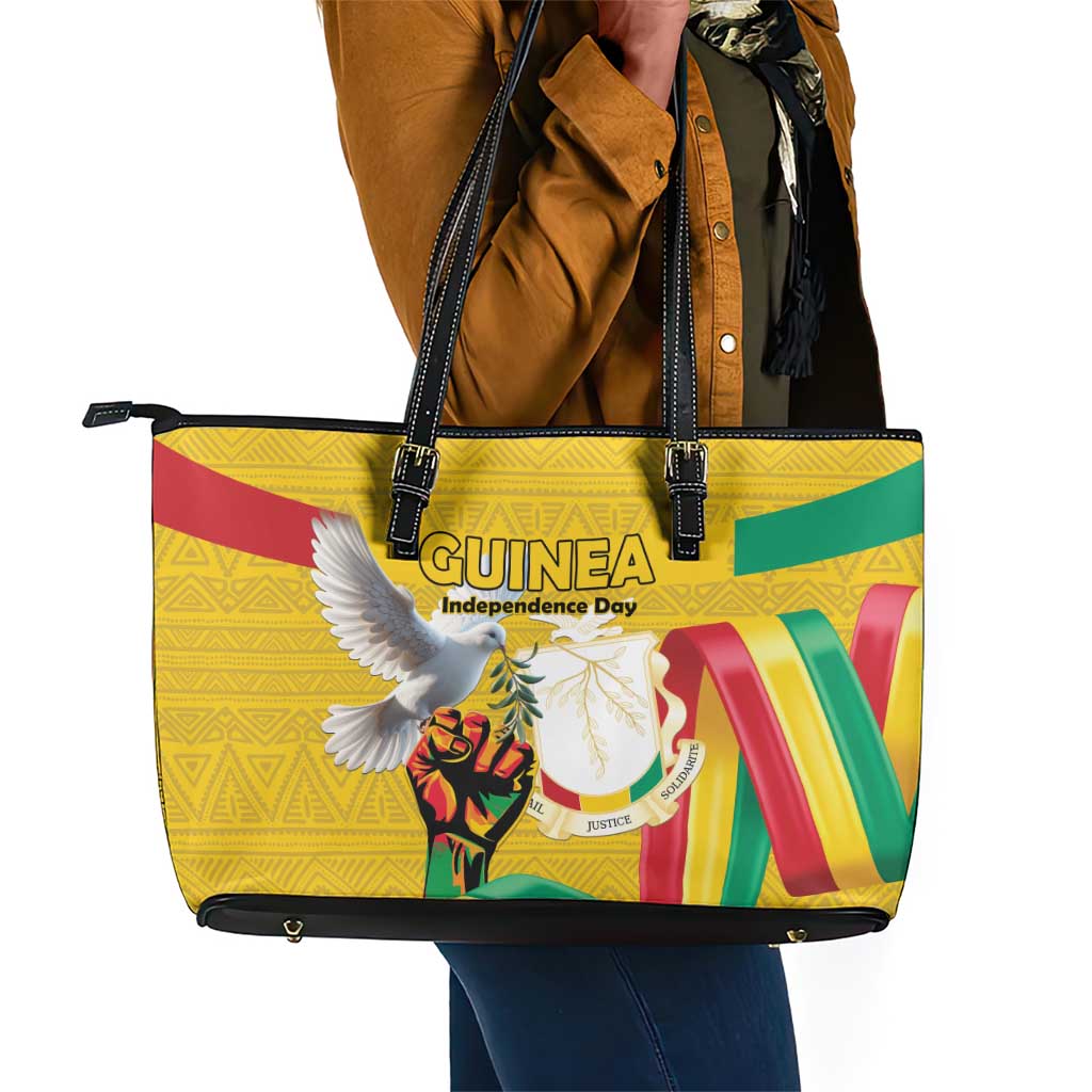 Guinea Leather Tote Bag Happy Independence Day - African Pride