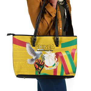 Guinea Leather Tote Bag Happy Independence Day - African Pride
