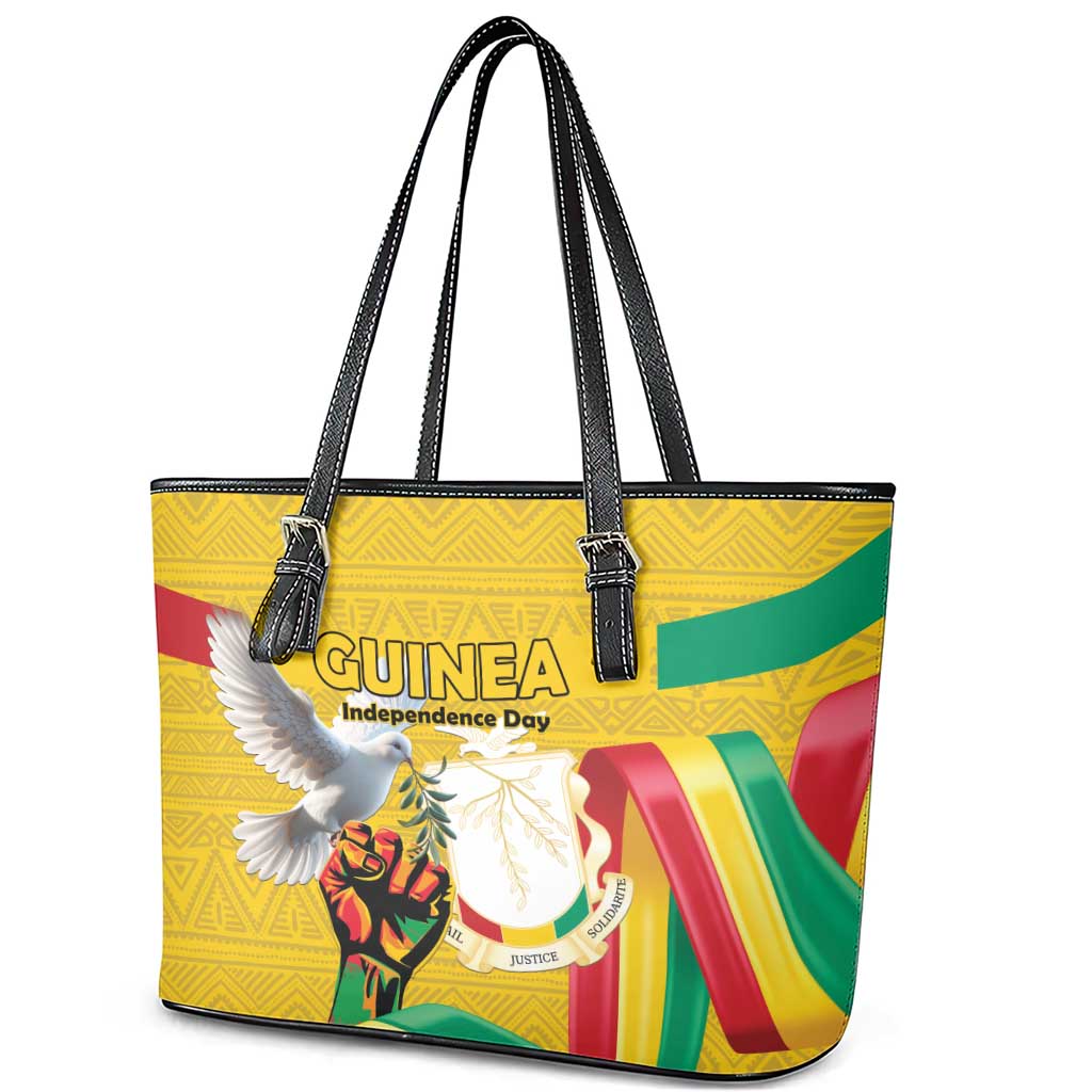 Guinea Leather Tote Bag Happy Independence Day - African Pride
