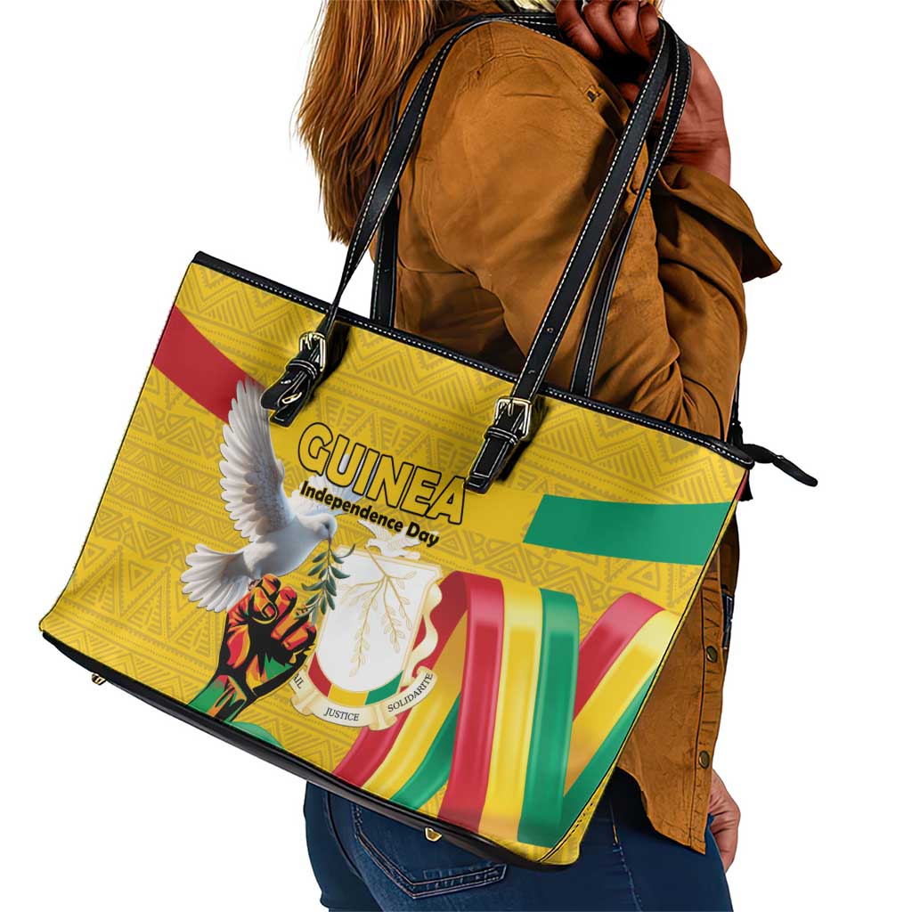 Guinea Leather Tote Bag Happy Independence Day - African Pride