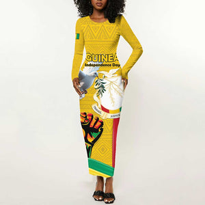 Guinea Personalized Long Sleeve Bodycon Dress Happy Independence Day - African Pride