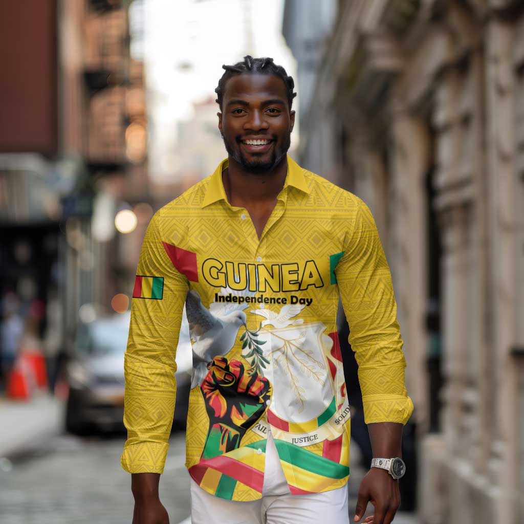 Guinea Personalized Long Sleeve Button Shirt Happy Independence Day - African Pride