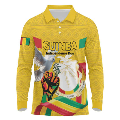 Guinea Personalized Long Sleeve Polo Shirt Happy Independence Day - African Pride