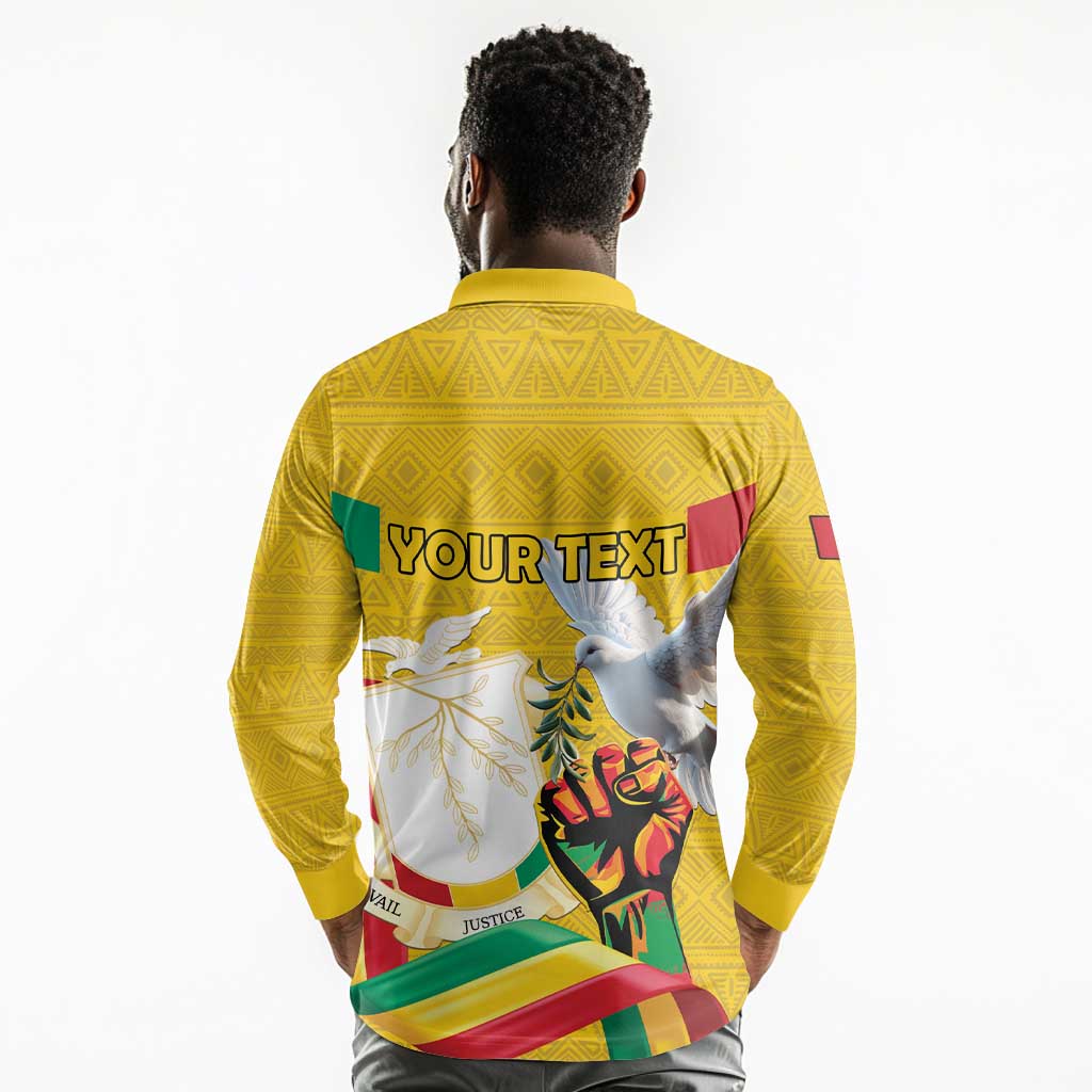 Guinea Personalized Long Sleeve Polo Shirt Happy Independence Day - African Pride