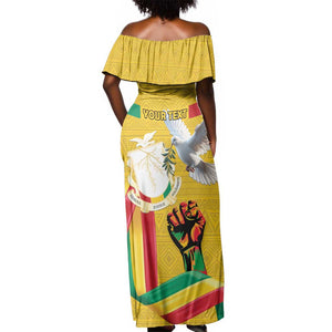 Guinea Personalized Off Shoulder Maxi Dress Happy Independence Day - African Pride