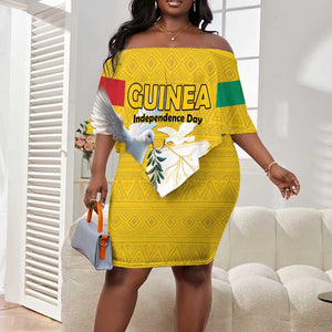 Guinea Personalized Off Shoulder Short Dress Happy Independence Day - African Pride