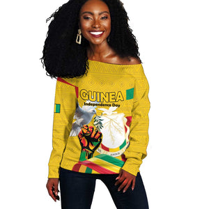 Guinea Personalized Off Shoulder Sweater Happy Independence Day - African Pride