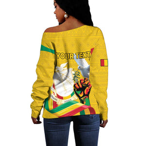Guinea Personalized Off Shoulder Sweater Happy Independence Day - African Pride
