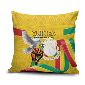 Guinea Independence Day Pillow Cover Coat Of Arms With African Pattern