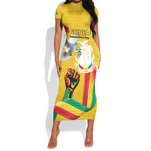 Guinea Personalized Short Sleeve Bodycon Dress Happy Independence Day - African Pride