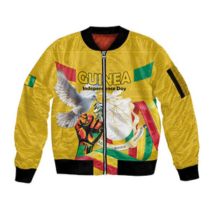 Guinea Personalized Sleeve Zip Bomber Jacket Happy Independence Day - African Pride