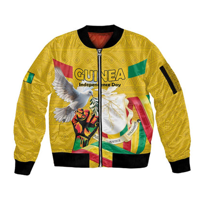 Guinea Personalized Sleeve Zip Bomber Jacket Happy Independence Day - African Pride