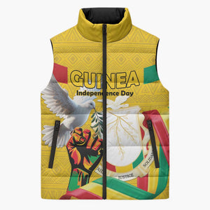 Personalized Guinea Independence Day Sleeveless Puffer Jacket Coat Of Arms With African Pattern