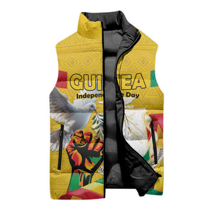 Personalized Guinea Independence Day Sleeveless Puffer Jacket Coat Of Arms With African Pattern