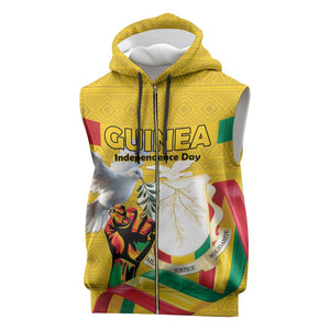 Guinea Personalized Sleeveless Zip Hoodie Happy Independence Day - African Pride