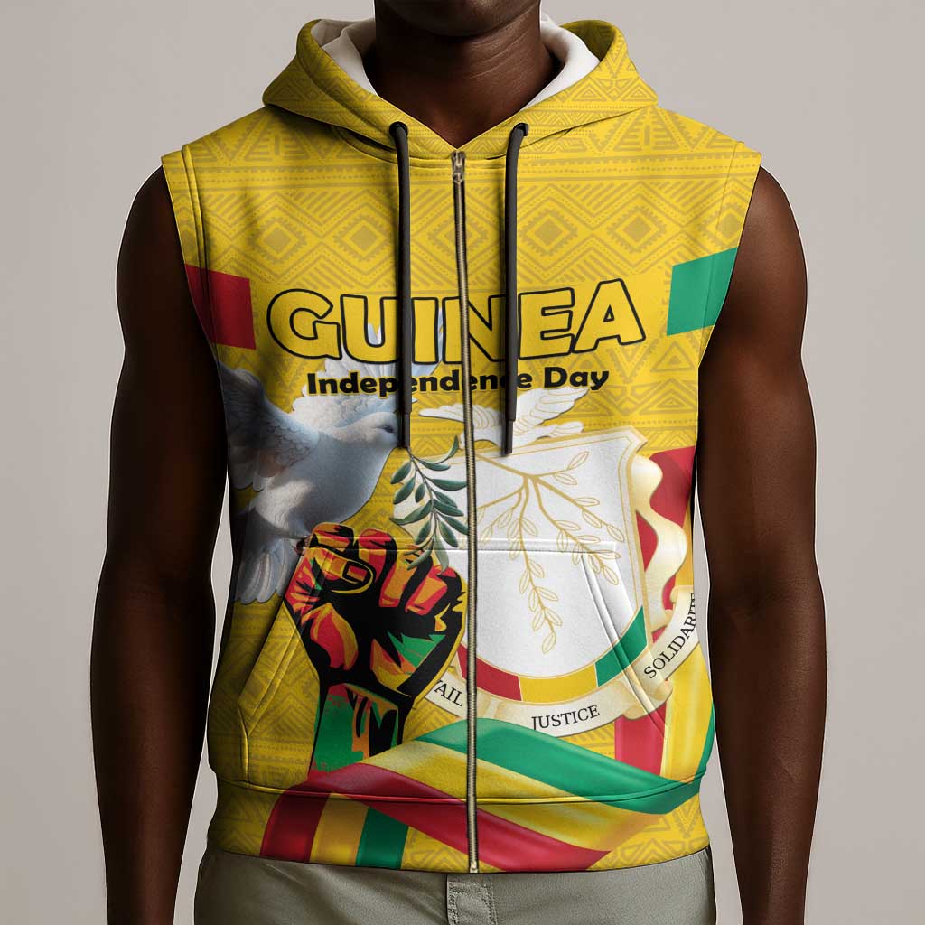 Guinea Personalized Sleeveless Zip Hoodie Happy Independence Day - African Pride