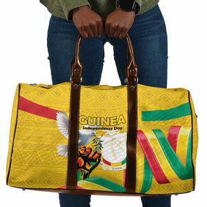 Guinea Independence Day Travel Bag Coat Of Arms With African Pattern