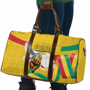 Guinea Independence Day Travel Bag Coat Of Arms With African Pattern