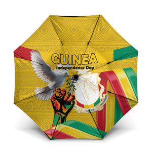 Guinea Independence Day Umbrella Coat Of Arms With African Pattern