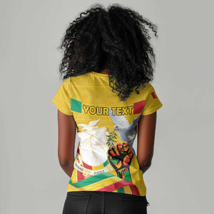 Guinea Personalized Women V-Neck T-Shirt Happy Independence Day - African Pride