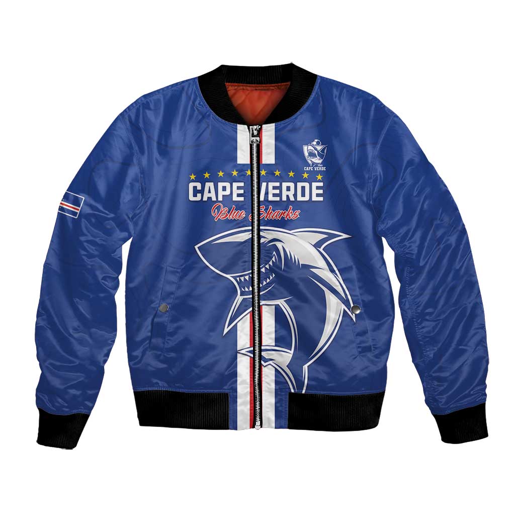 Custom Cape Verde Football Bomber Jacket Go Champions Tubaroes Azuis - African Pride