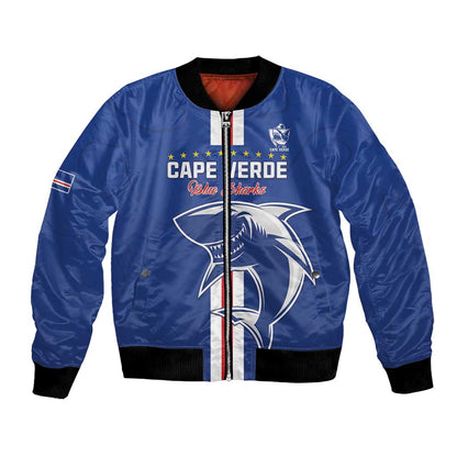 Custom Cape Verde Football Bomber Jacket Go Champions Tubaroes Azuis - African Pride