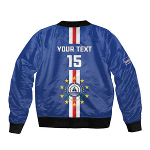 Custom Cape Verde Football Bomber Jacket Go Champions Tubaroes Azuis - African Pride