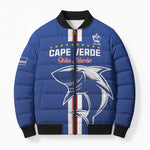 Custom Cape Verde Football Bomber Puffer Jacket Go Champions Blue Sharks