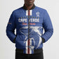 Custom Cape Verde Football Bomber Puffer Jacket Go Champions Blue Sharks
