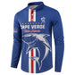 Custom Cape Verde Football Button Sweatshirt Go Champions Blue Sharks