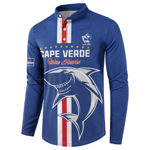 Custom Cape Verde Football Button Sweatshirt Go Champions Blue Sharks