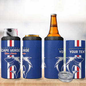 Custom Cape Verde Football 4 in 1 Can Cooler Tumbler Go Champions Tubaroes Azuis - African Pride