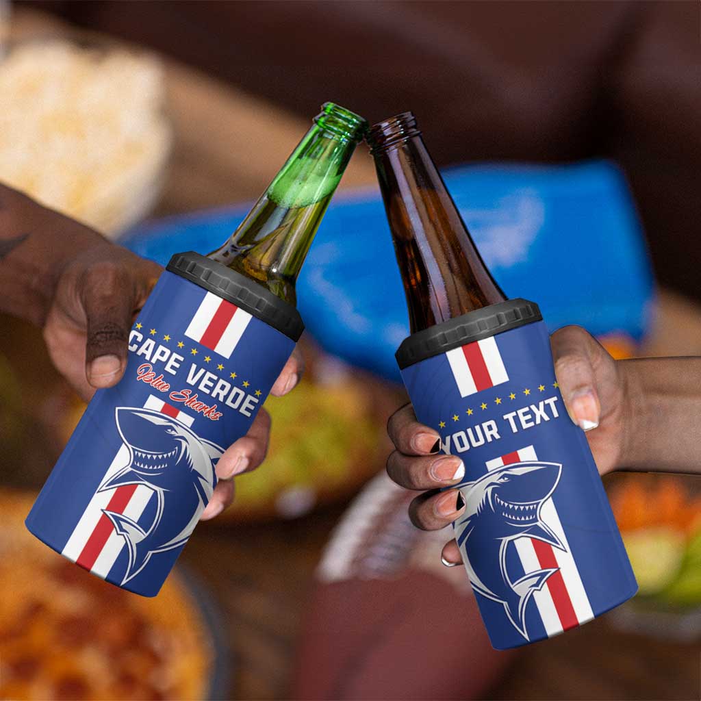 Custom Cape Verde Football 4 in 1 Can Cooler Tumbler Go Champions Tubaroes Azuis - African Pride