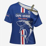 Custom Cape Verde Football Cross Shoulder Shirt Go Champions Blue Sharks