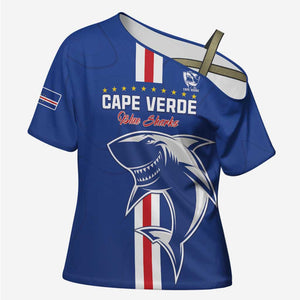 Custom Cape Verde Football Cross Shoulder Shirt Go Champions Blue Sharks