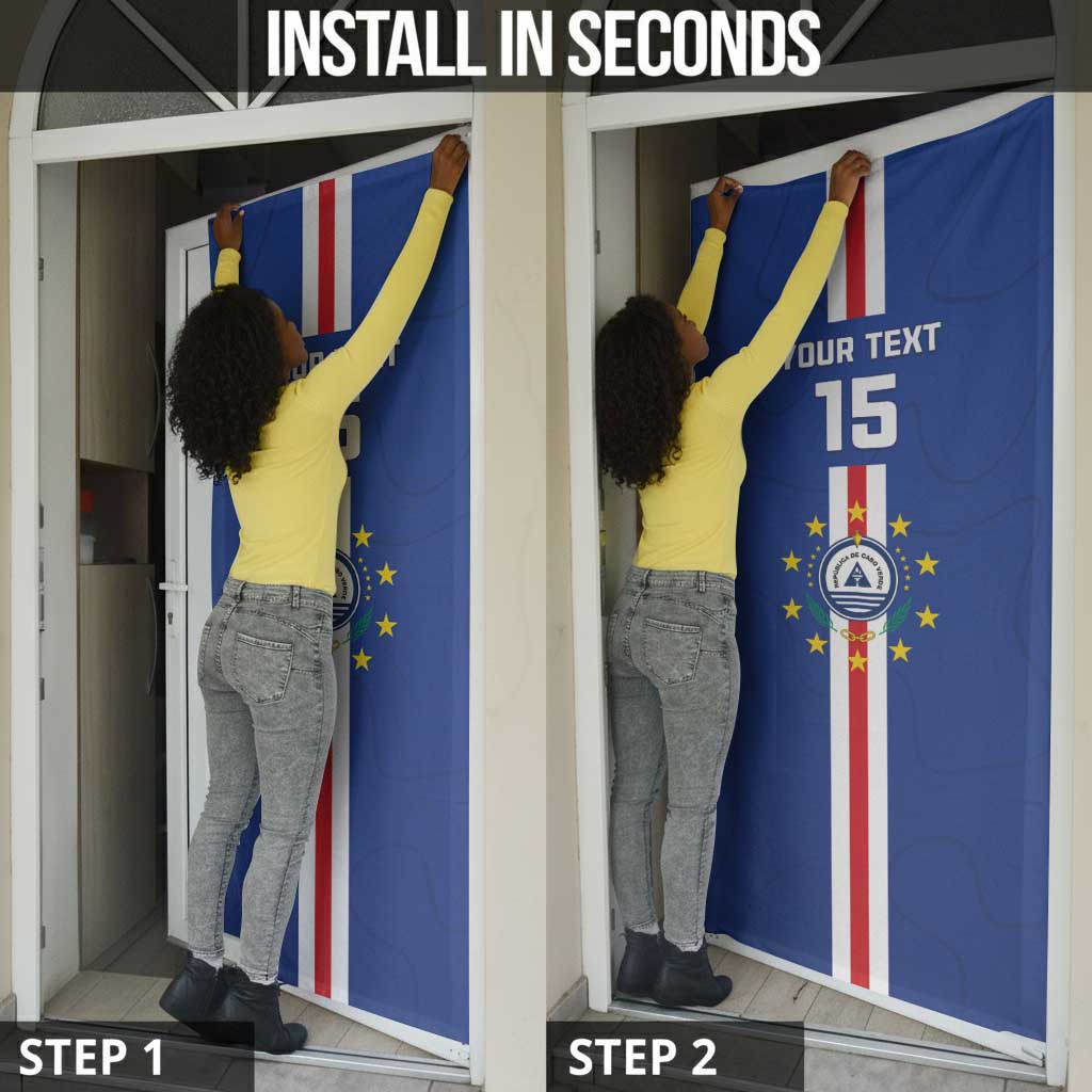 Custom Cape Verde Football Door Cover Go Champions Blue Sharks