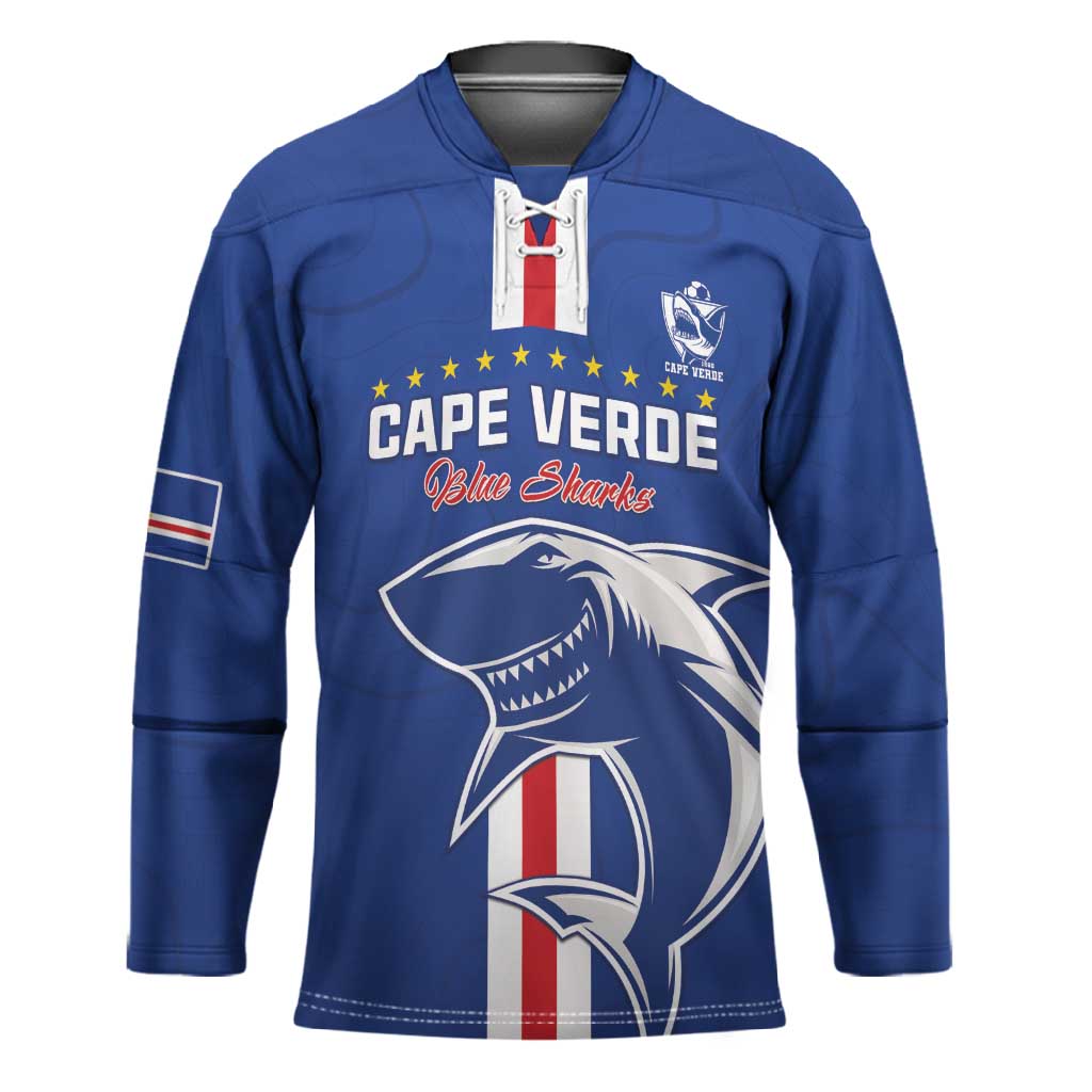 Custom Cape Verde Football Hockey Jersey Go Champions Blue Sharks