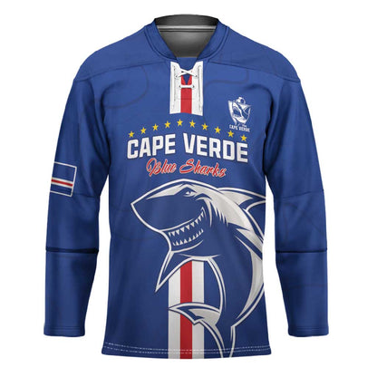 Custom Cape Verde Football Hockey Jersey Go Champions Blue Sharks