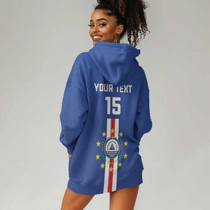 Custom Cape Verde Football Hoodie Dress Go Champions Tubaroes Azuis - African Pride