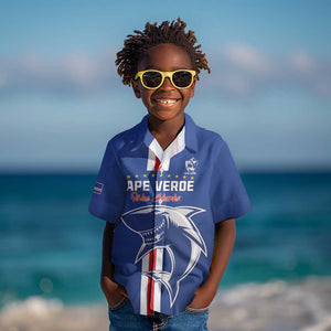Custom Cape Verde Football Kid Hawaiian Shirt Go Champions Tubaroes Azuis - African Pride
