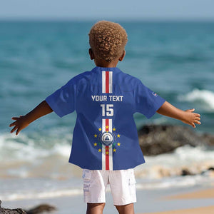 Custom Cape Verde Football Kid Hawaiian Shirt Go Champions Tubaroes Azuis - African Pride