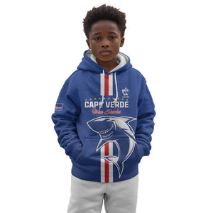 Custom Cape Verde Football Kid Hoodie Go Champions Tubaroes Azuis - African Pride