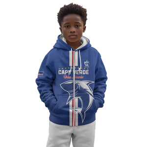 Custom Cape Verde Football Kid Hoodie Go Champions Tubaroes Azuis - African Pride