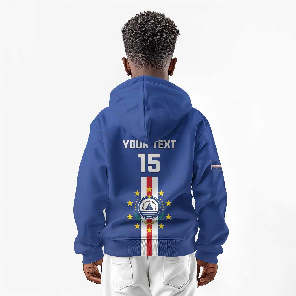 Custom Cape Verde Football Kid Hoodie Go Champions Tubaroes Azuis - African Pride