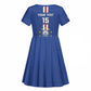 Custom Cape Verde Football Kid Short Sleeve Dress Go Champions Tubaroes Azuis - African Pride