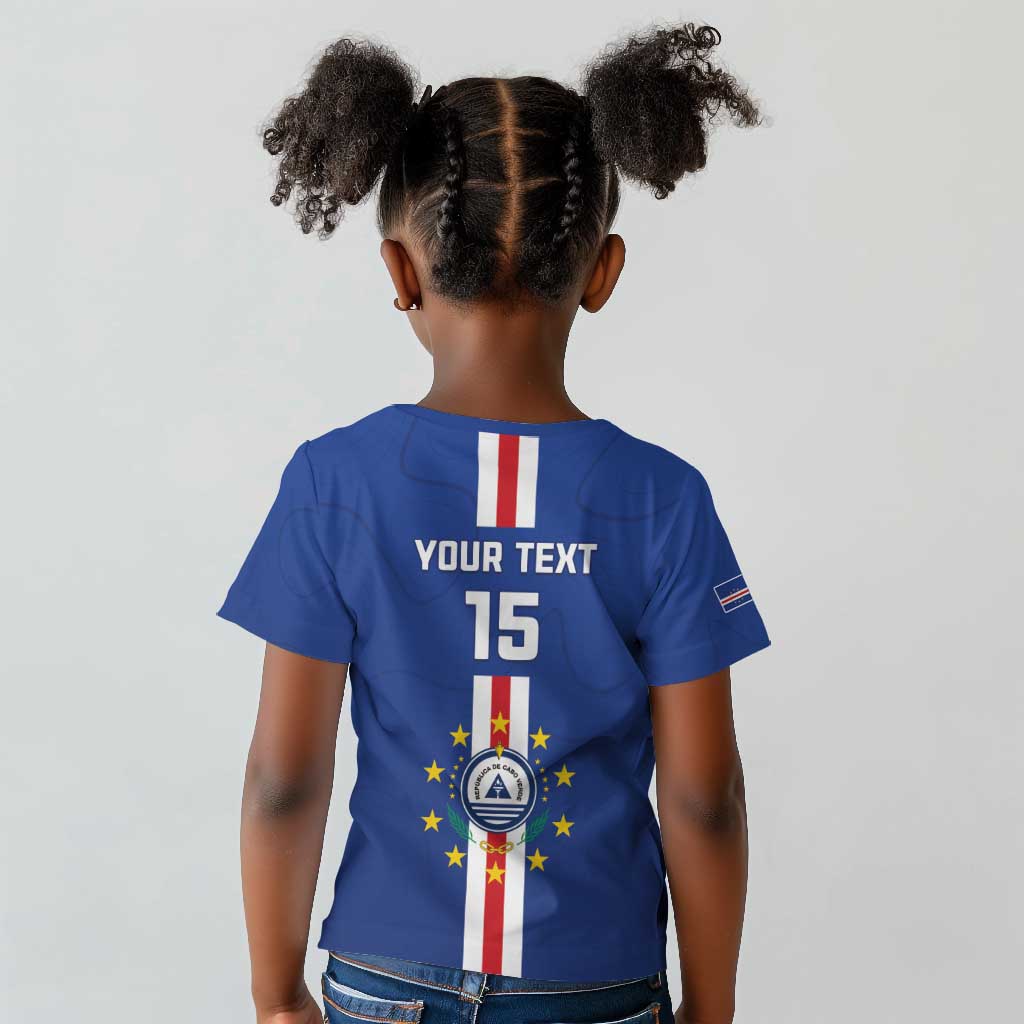 Custom Cape Verde Football Kid T shirt Go Champions Tubaroes Azuis - African Pride